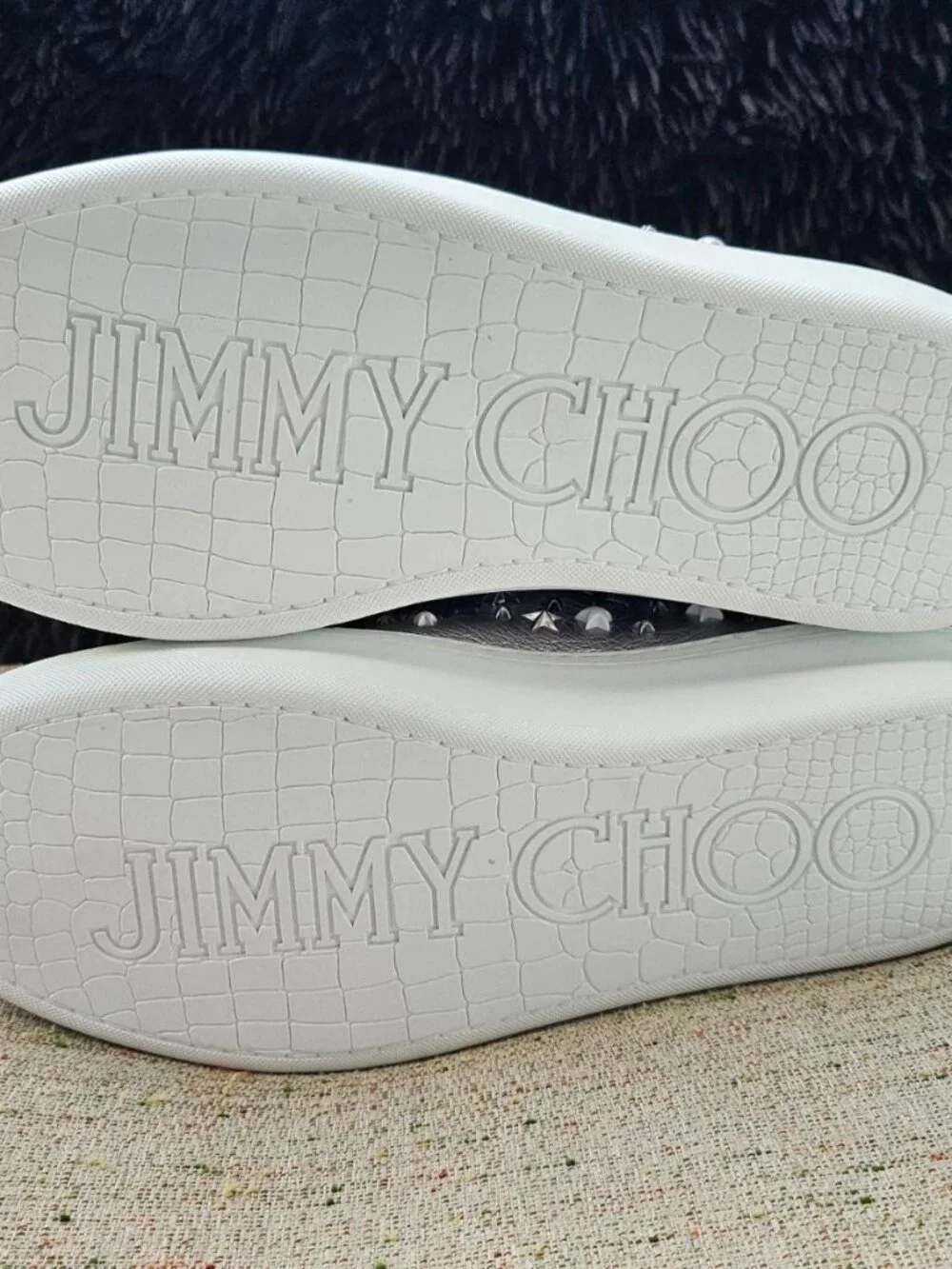 Jimmy Choo Women Sneaker Silver Tone Studs High Top Shoes Size 40.5 Made Italy